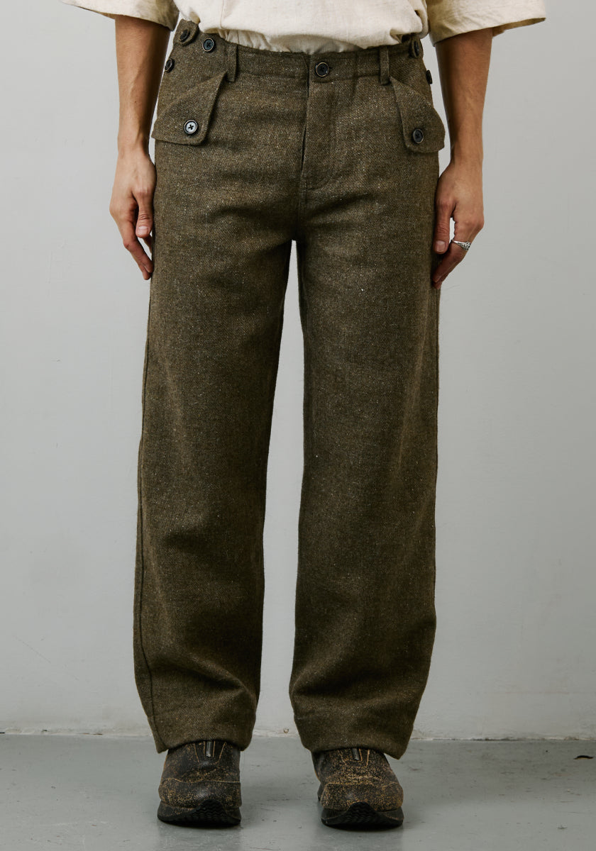 Three Button Pant – British Army Wool – Green