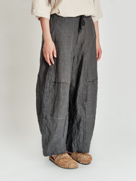 Fisherman Pant - Japanese Stonewashed Linen - Black