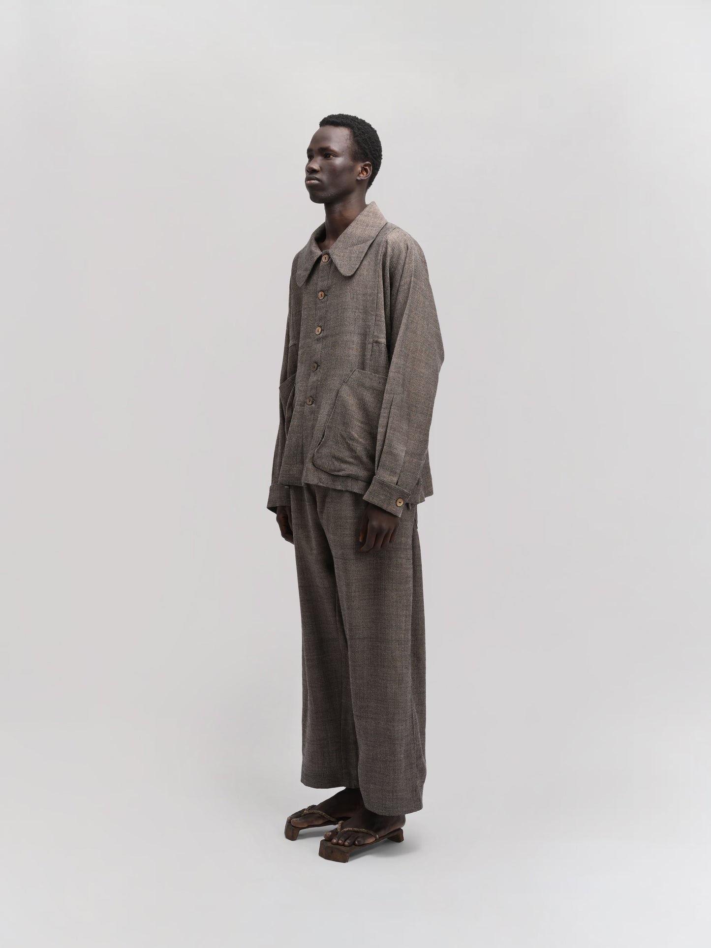 Farmer Jacket – Handwoven Wool – Earthy Brown