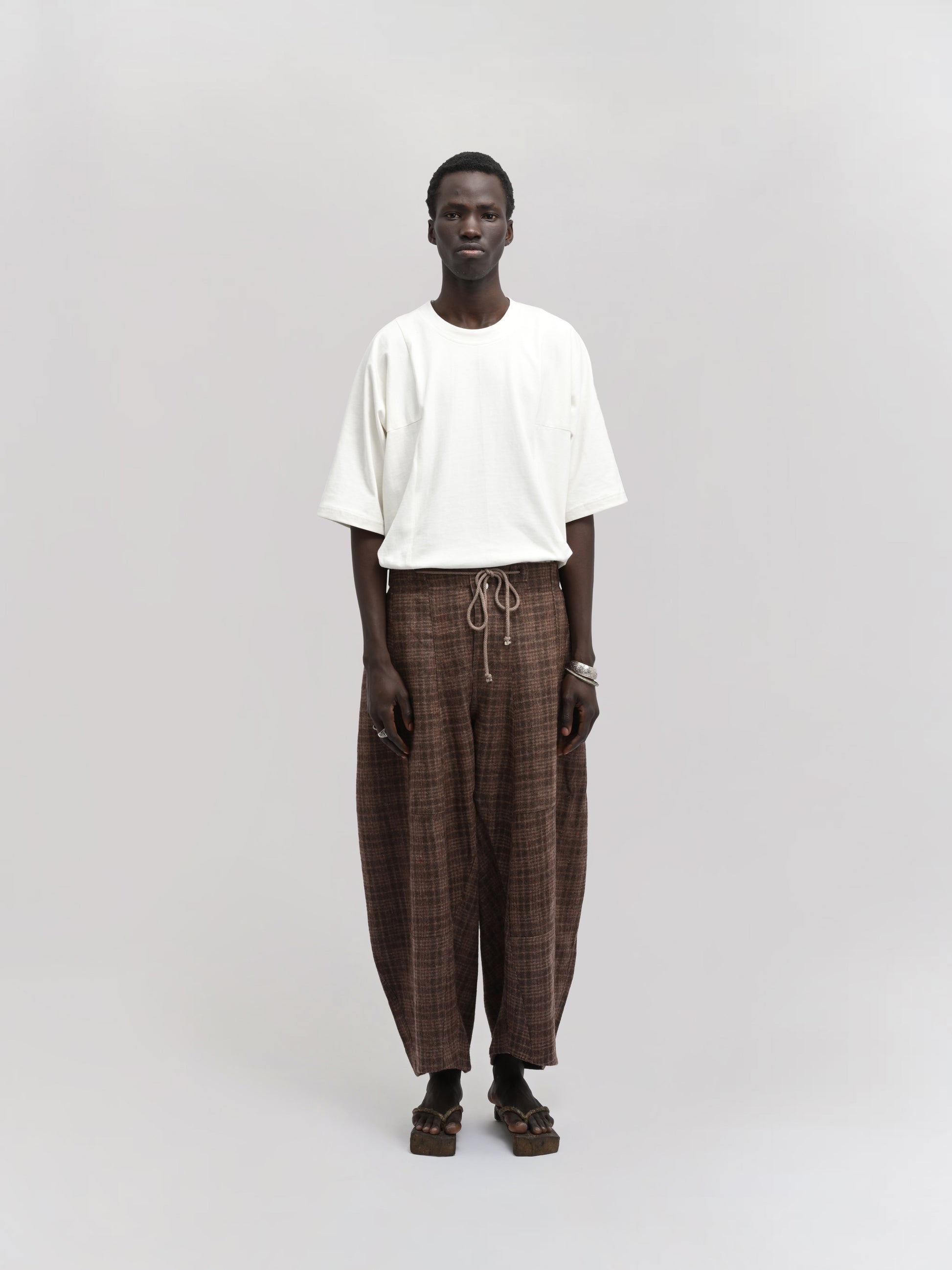 Fisherman Pant – Handwoven & Hand-Felted Sheep Wool – Brown Red Checks