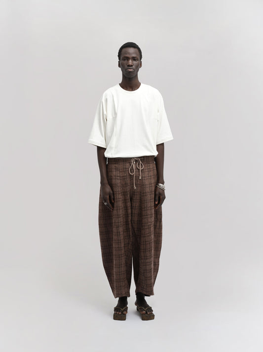 Fisherman Pant – Handwoven & Hand-Felted Sheep Wool – Brown Red Checks