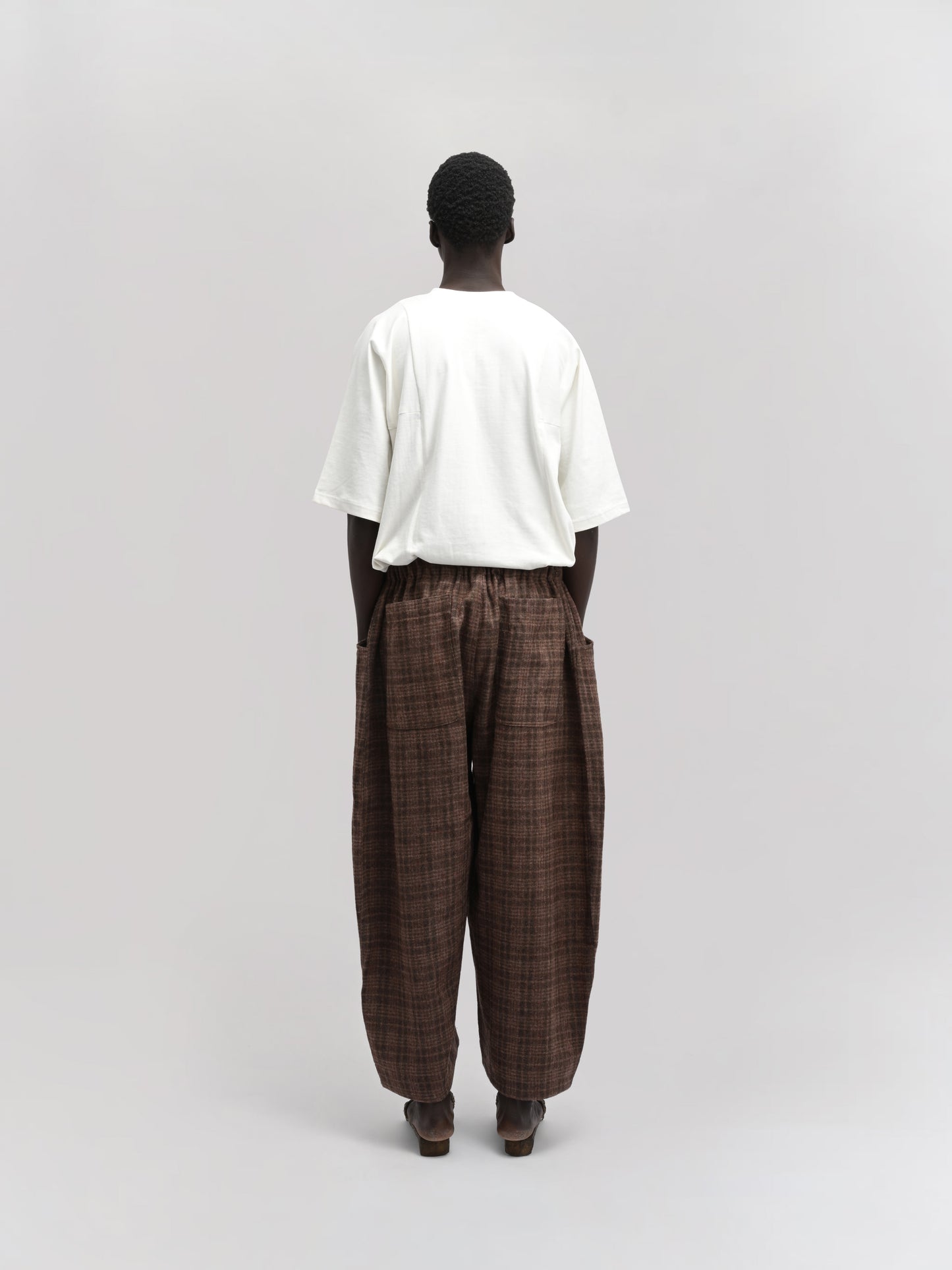 Fisherman Pant – Handwoven & Hand-Felted Sheep Wool – Brown Red Checks