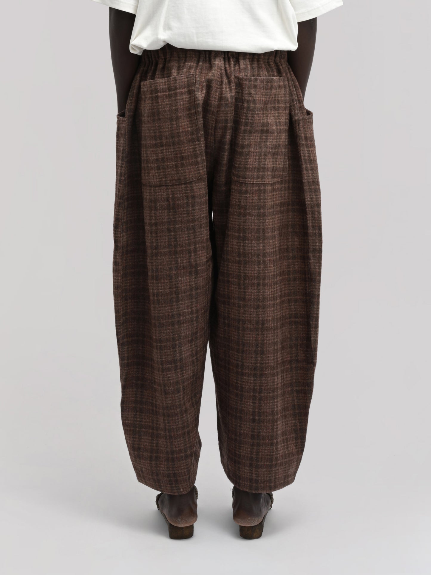 Fisherman Pant – Handwoven & Hand-Felted Sheep Wool – Brown Red Checks