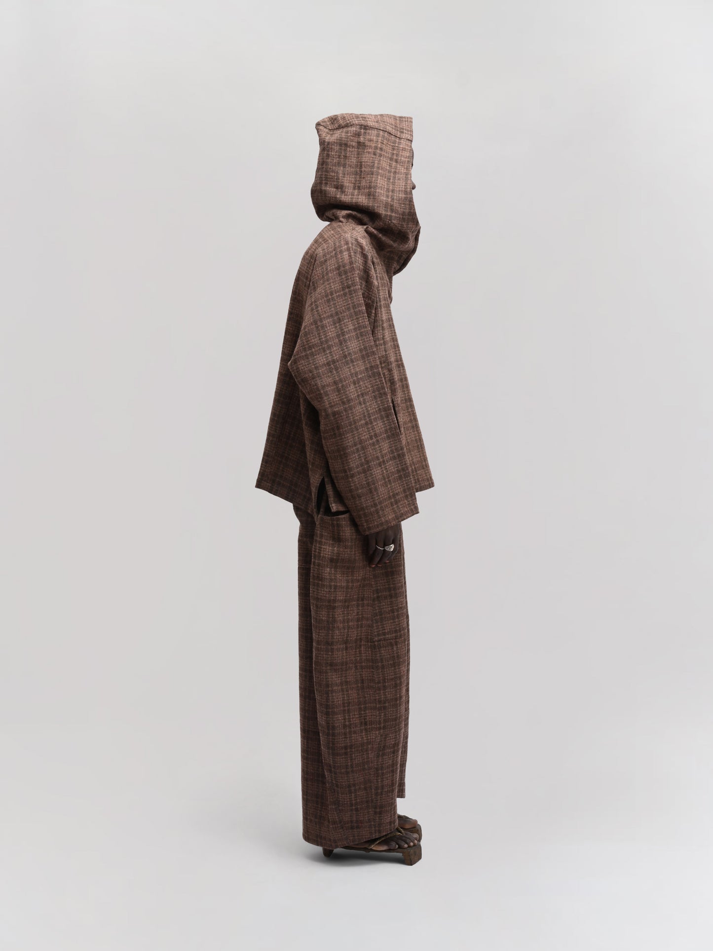 Fisherman Hoodie – Handwoven Sheep Wool – Brown