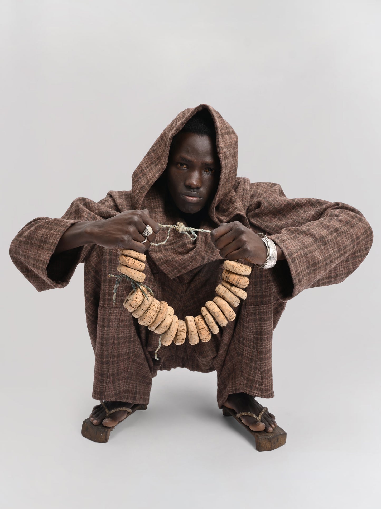 Fisherman Hoodie – Handwoven Sheep Wool – Brown