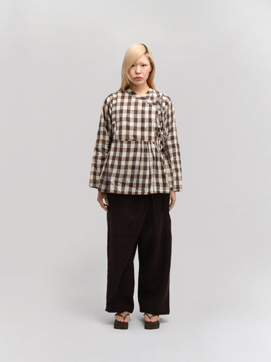 Shepherd Dress – Handwoven Cotton – Brown & Beige