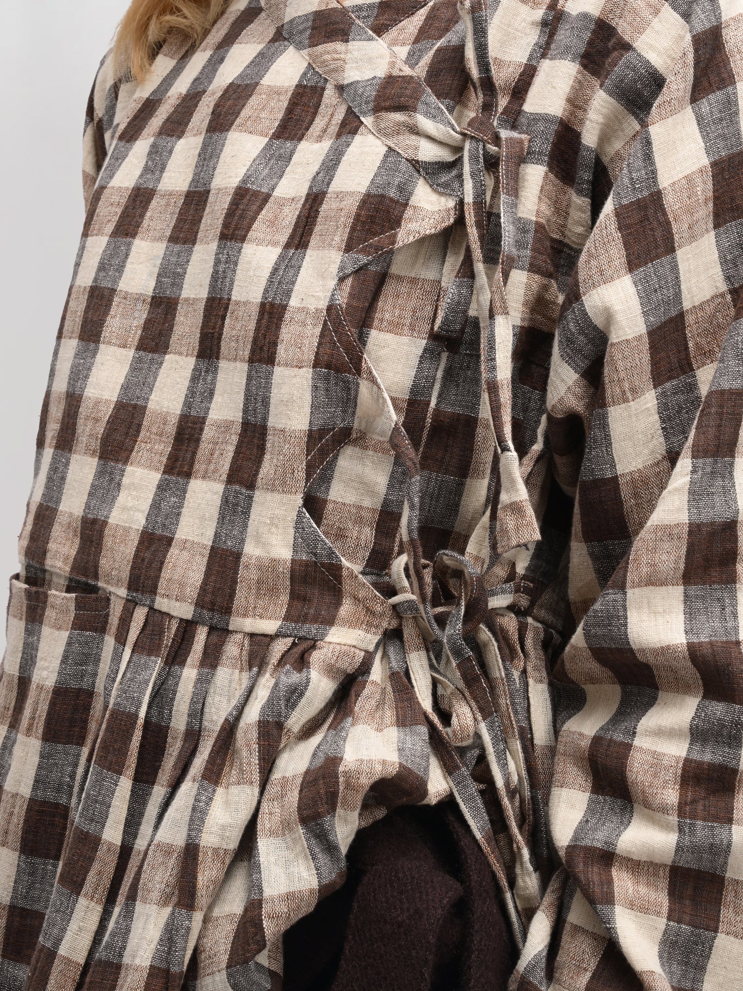 Shepherd Dress – Handwoven Cotton – Brown & Beige