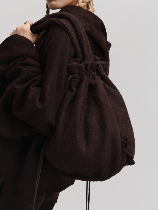 Peardrop Bag – Handwoven Yak & Sheep Wool – Brown