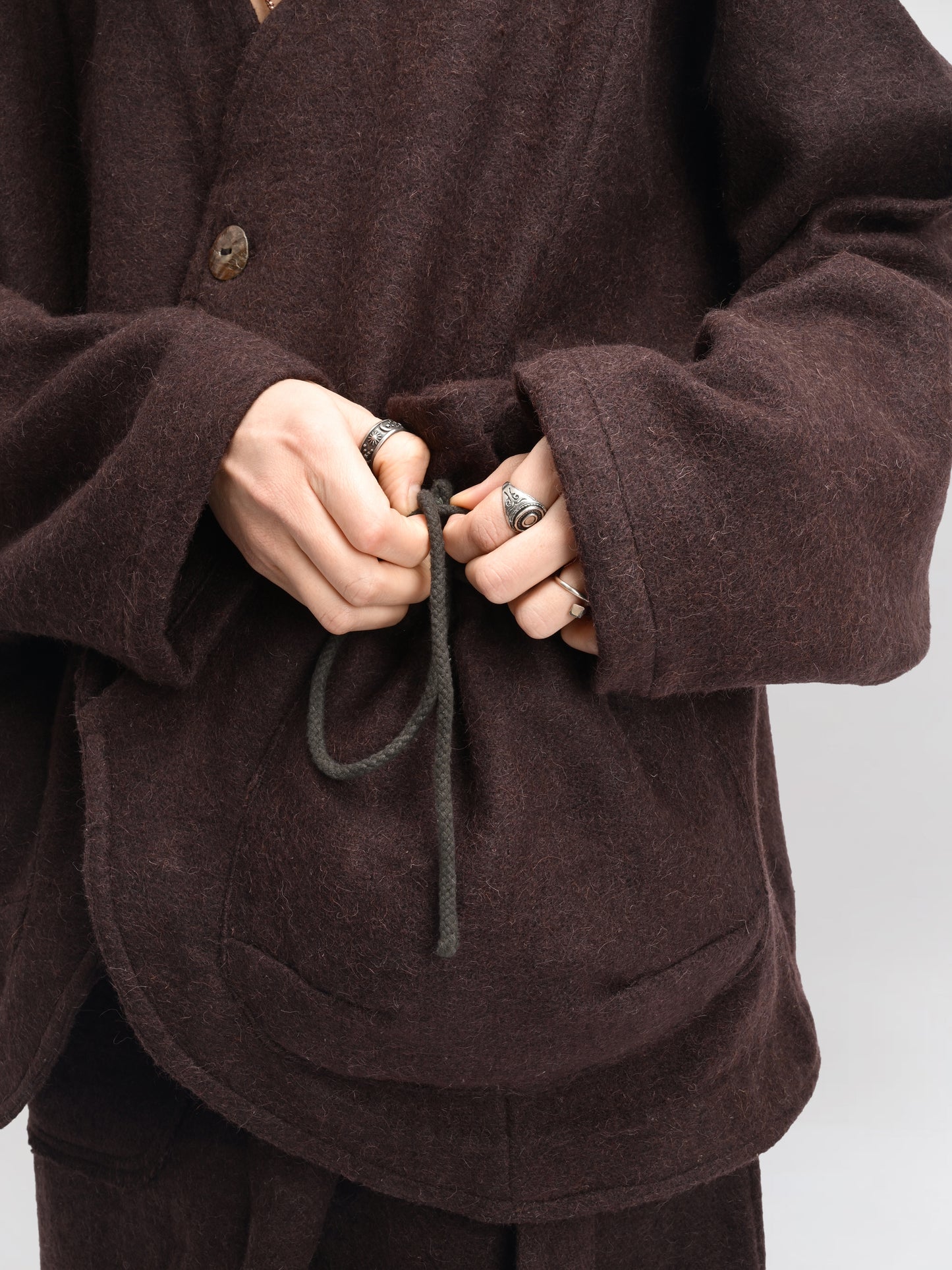 Beekeeper Jacket – Handwoven Yak Wool – Rich Brown