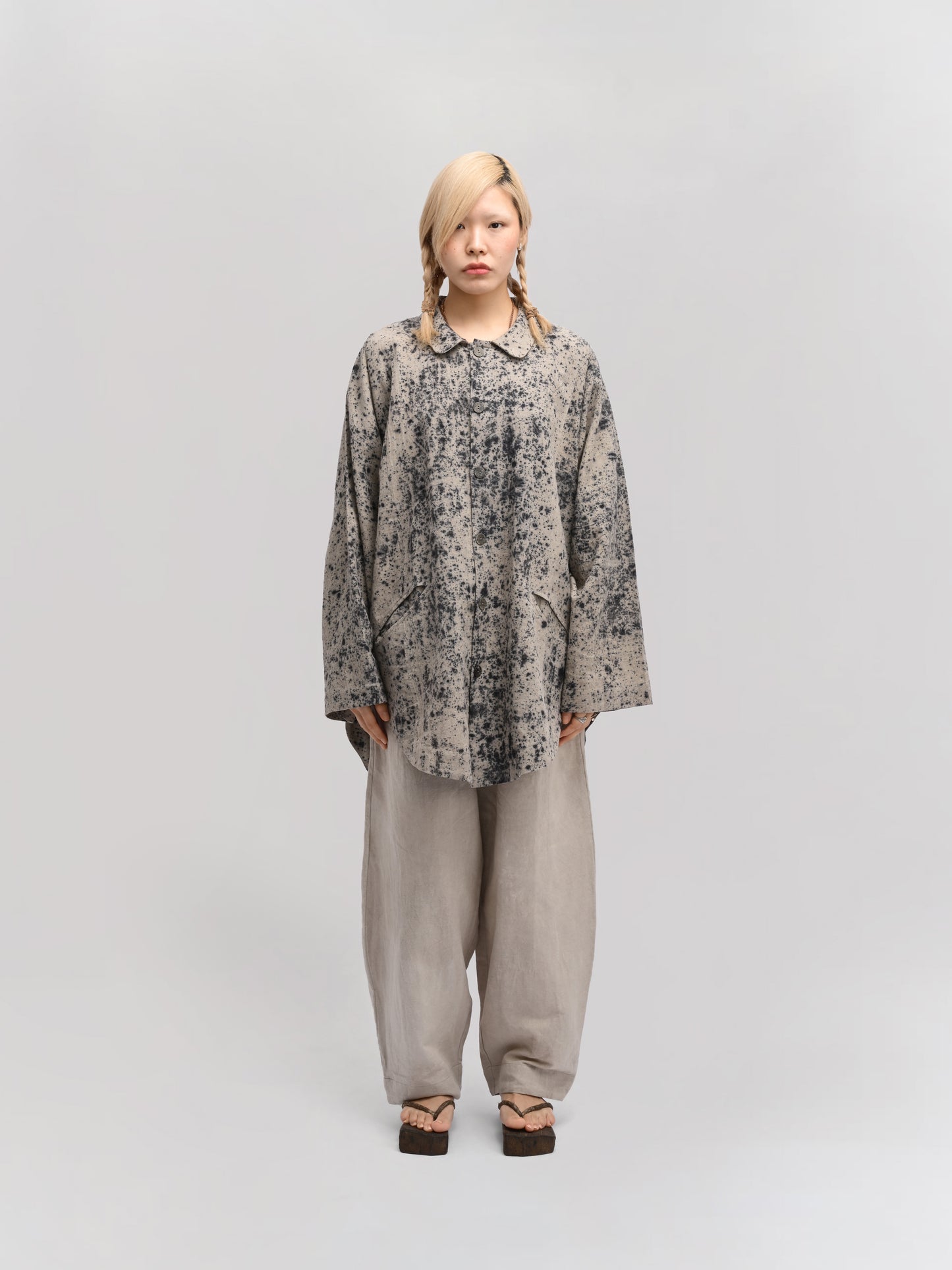 Farmer Shirt – Linen Cotton Blend – Black & Grey