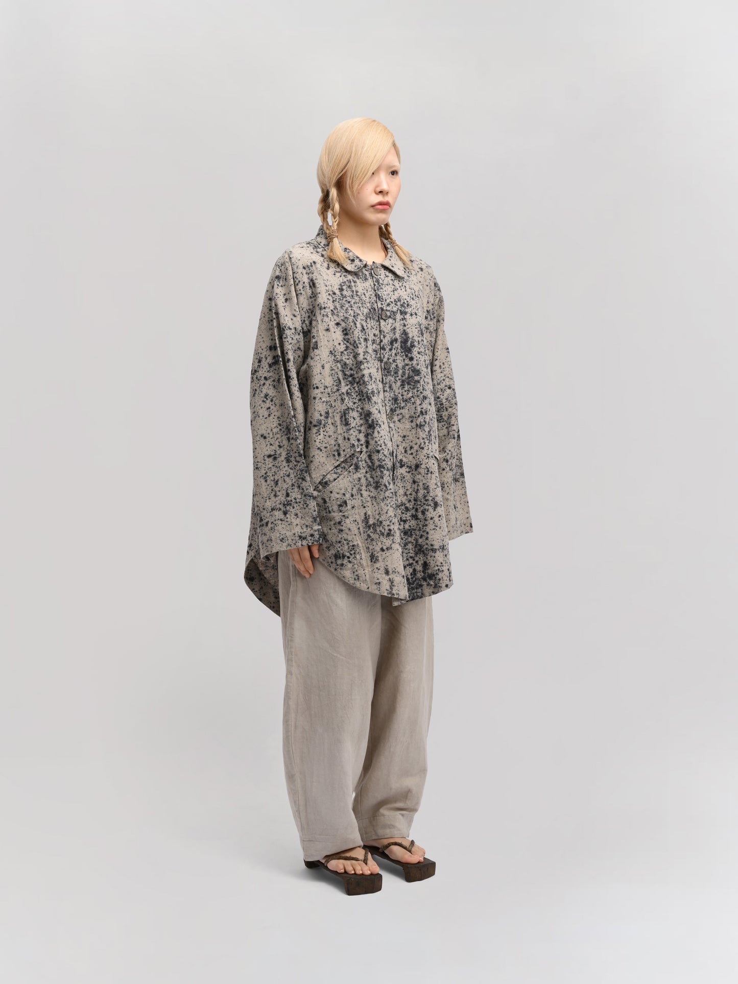 Farmer Shirt – Linen Cotton Blend – Black & Grey