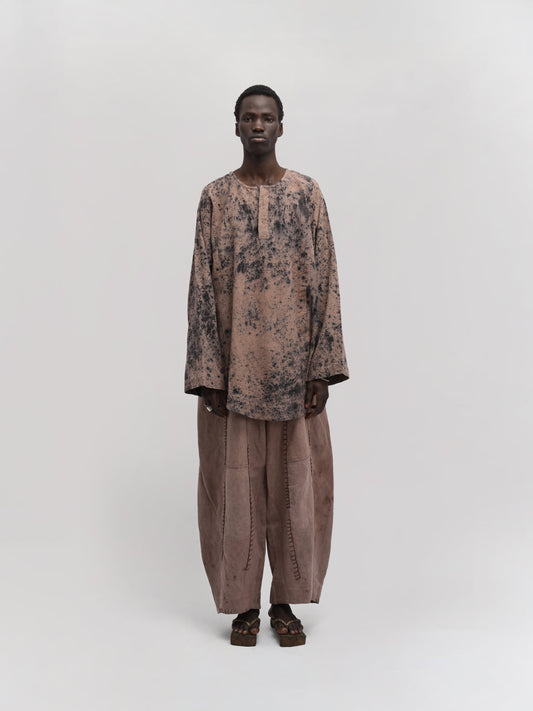 Fisherman Shirt – Linen Cotton Blend – Black & Clay