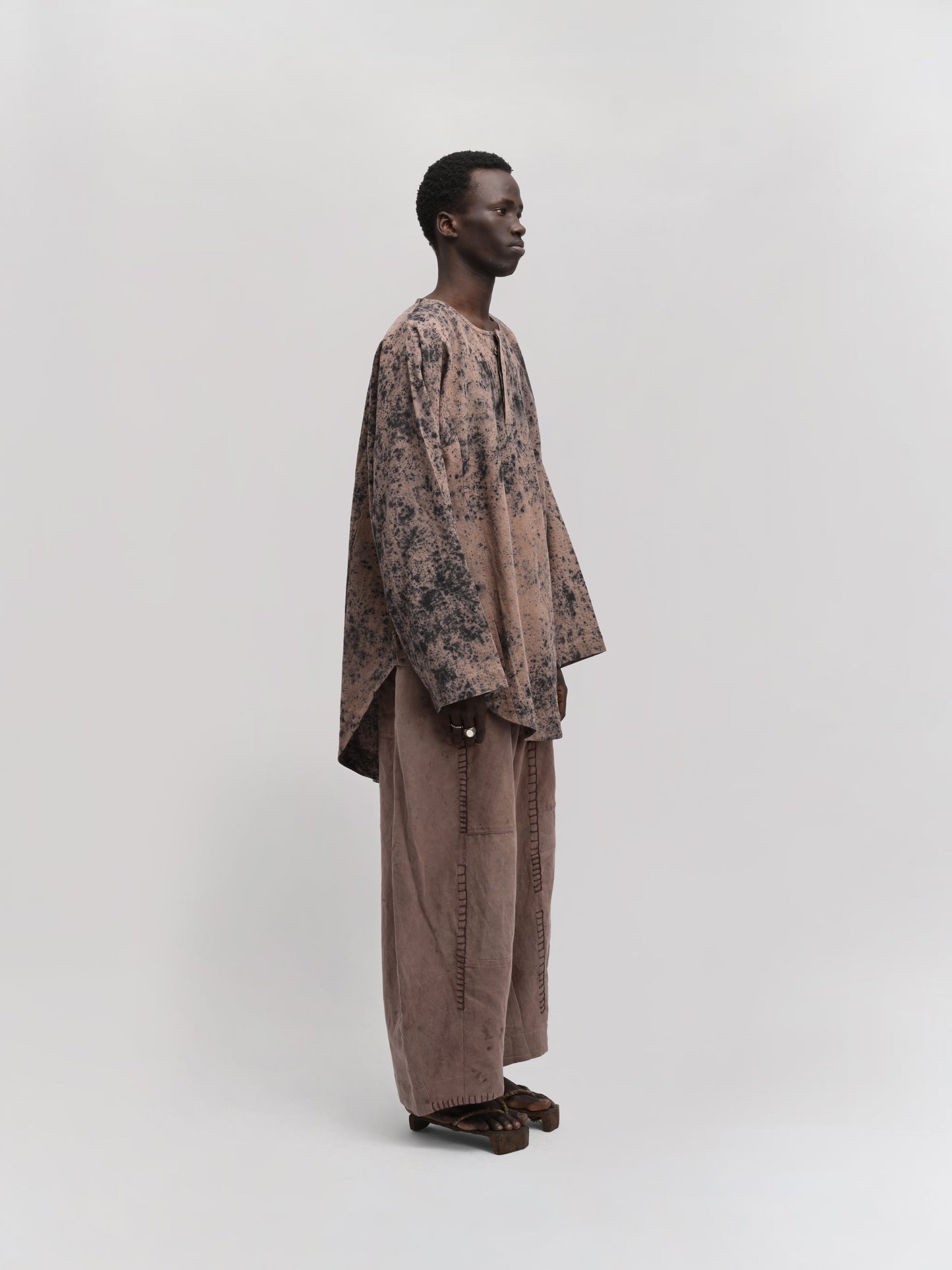 Fisherman Shirt – Linen Cotton Blend – Black & Clay