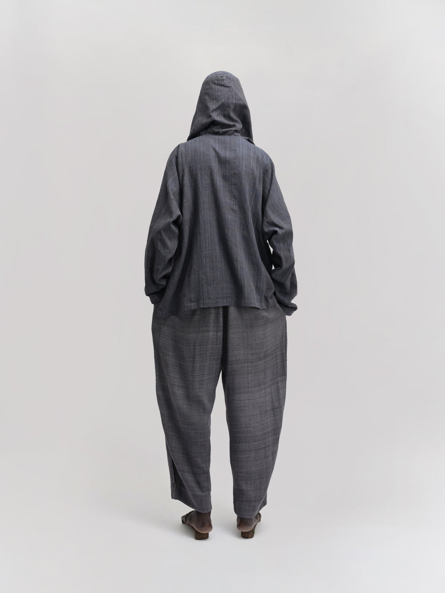 Fisherman Hoodie – Handwoven Cotton – Black & Blue