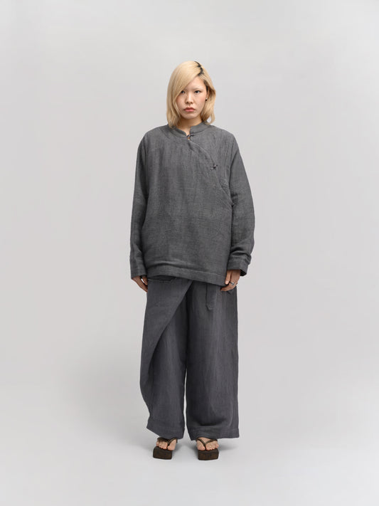 Shepherd Jacket – Handwoven Cotton – Dyed Grey