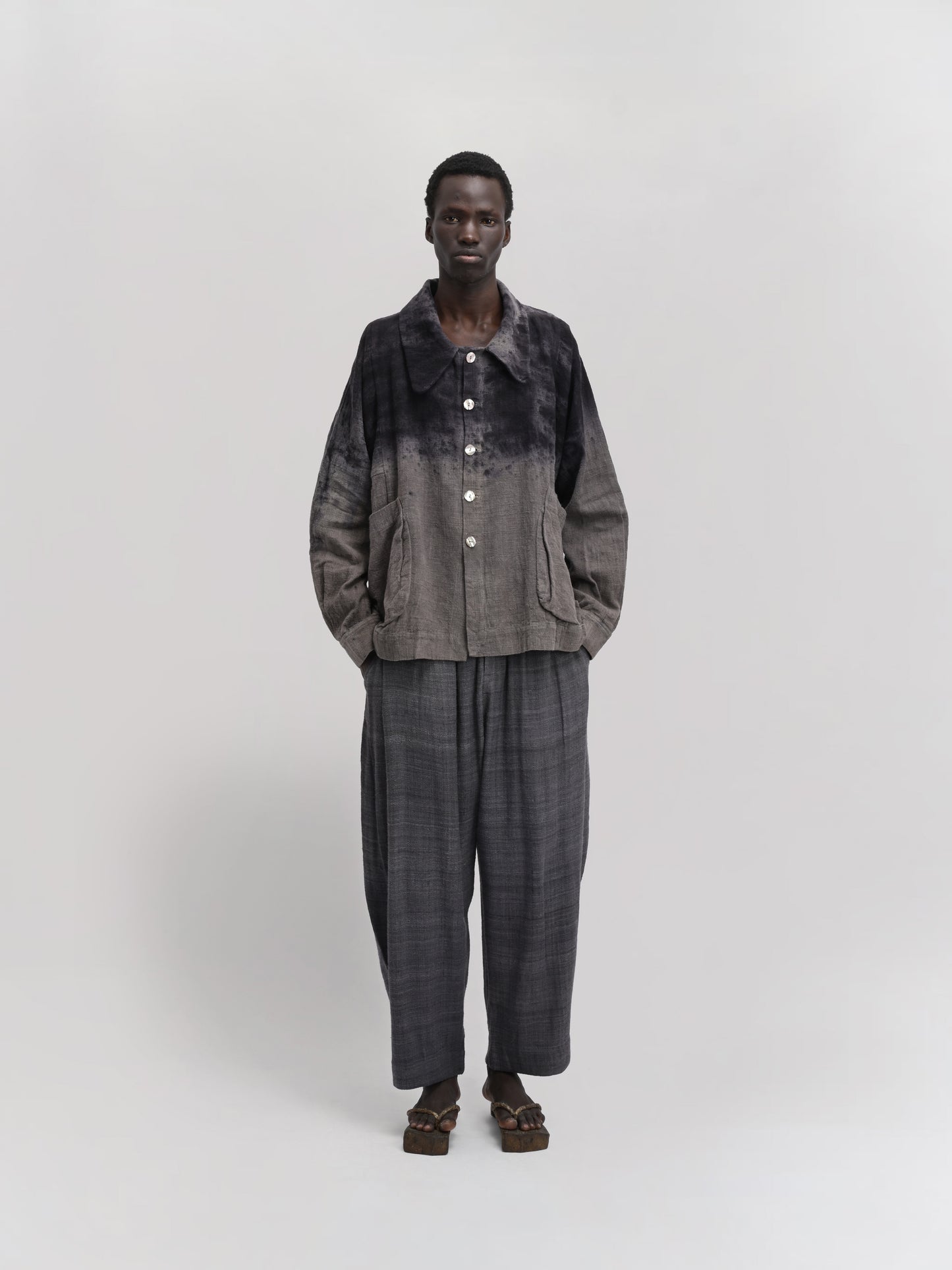 Farmer Jacket – Organic Kala Cotton – Dyed Black & Grey