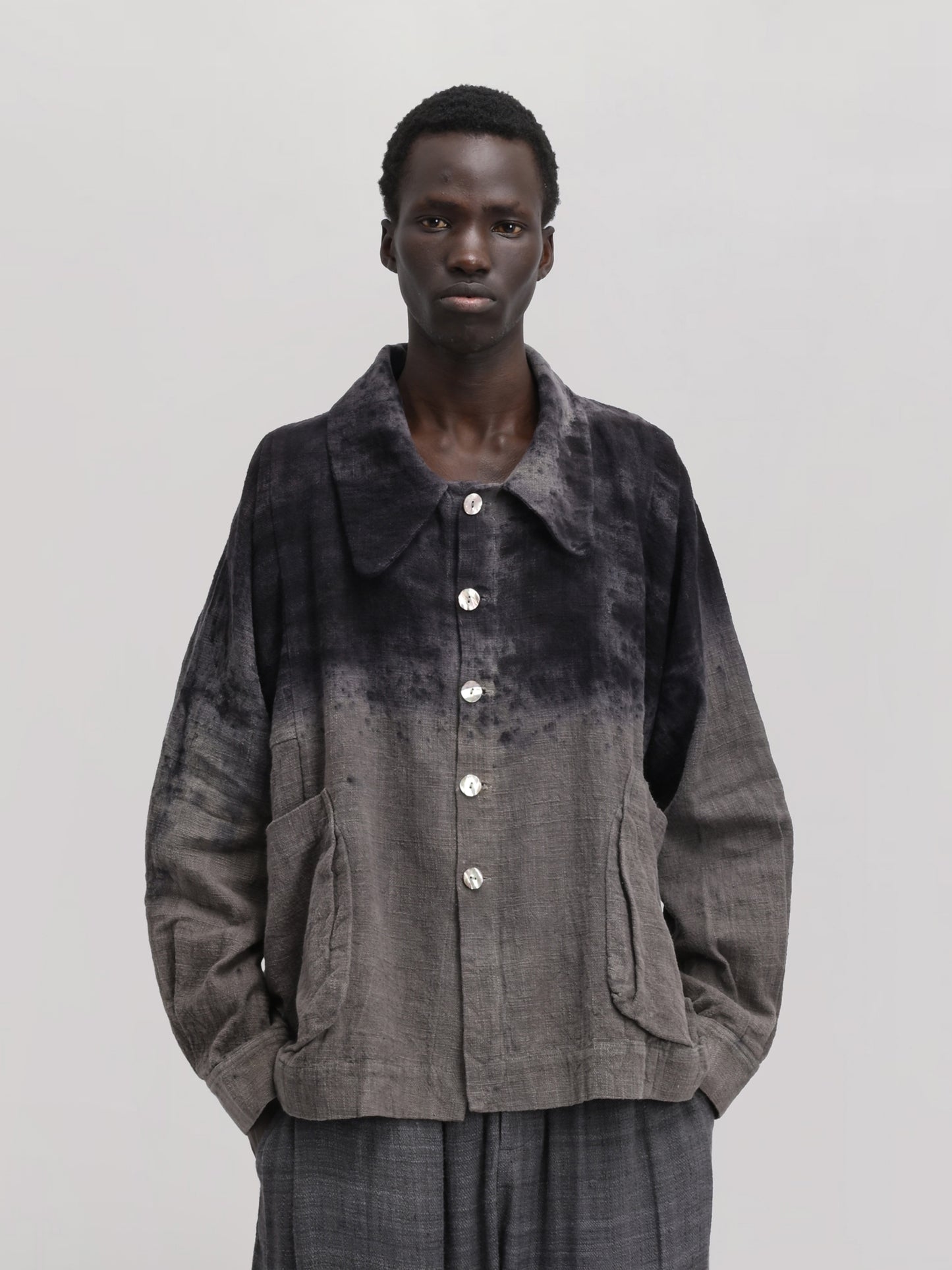 Farmer Jacket – Indigenous Cotton – Dyed Black & Grey