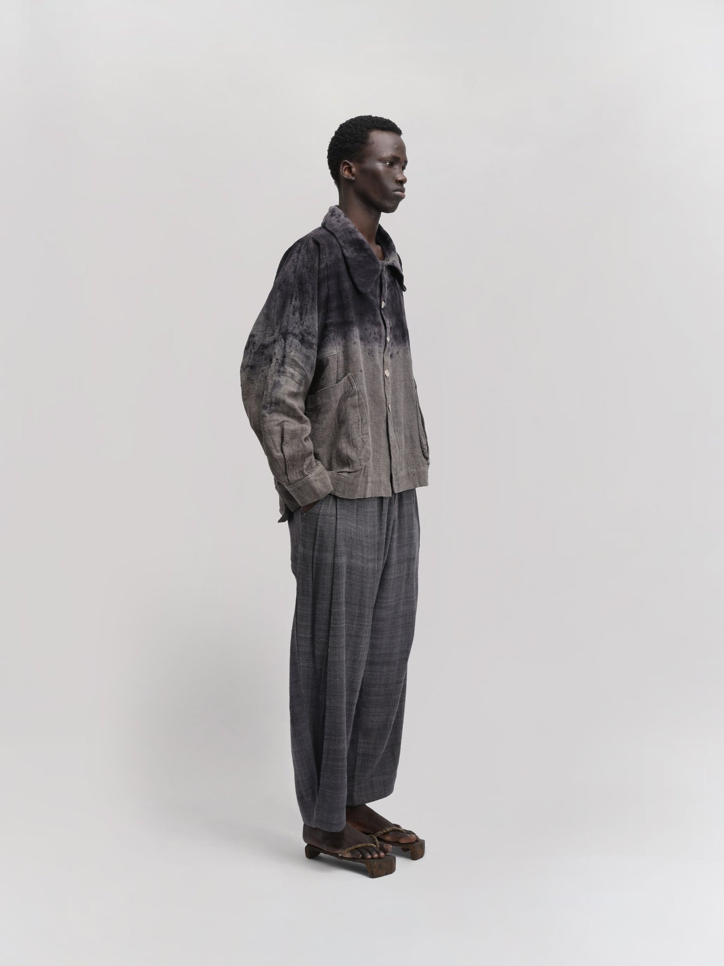 Farmer Jacket – Organic Kala Cotton – Dyed Black & Grey