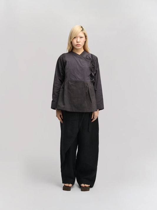 Shepherd Dress – Handwoven  Cotton – Navy Grey