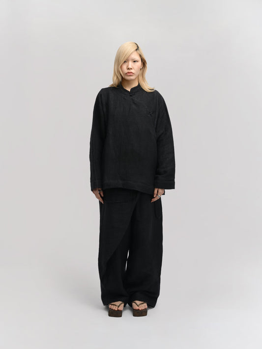 Shepherd Jacket – Handwoven Cotton – Dyed Black