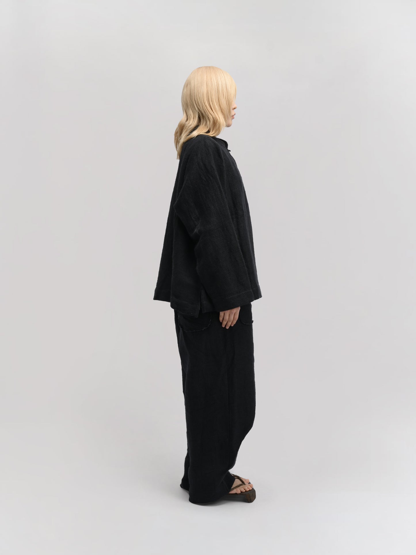 Shepherd Jacket – Handwoven Cotton – Dyed Black