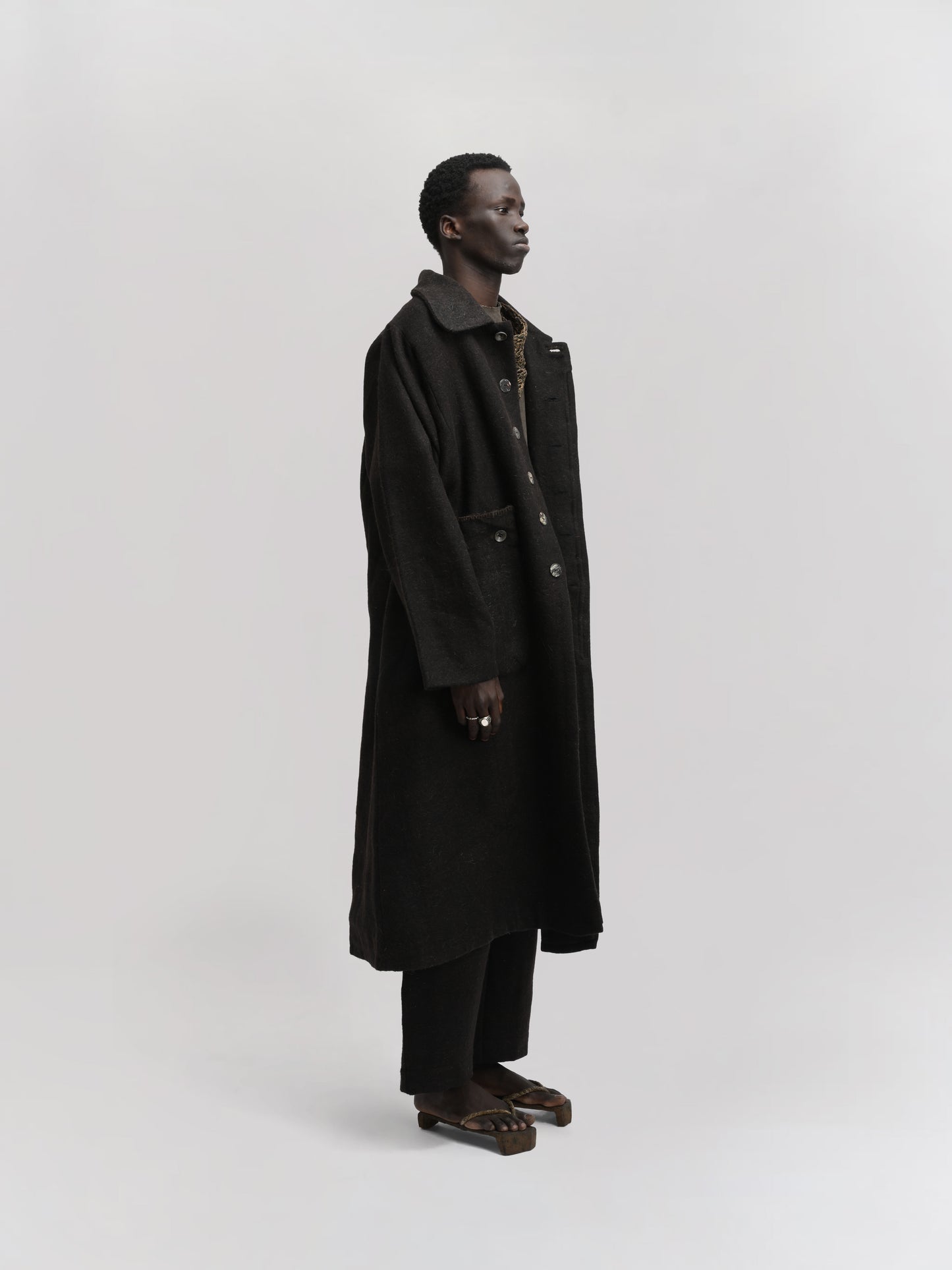 Farmer Coat – Handwoven Yak Wool – Dark Chocolate