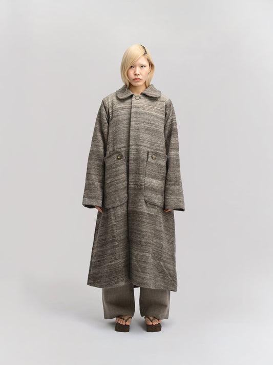 Farmer Coat – Handwoven Yak Wool – Soft Grey