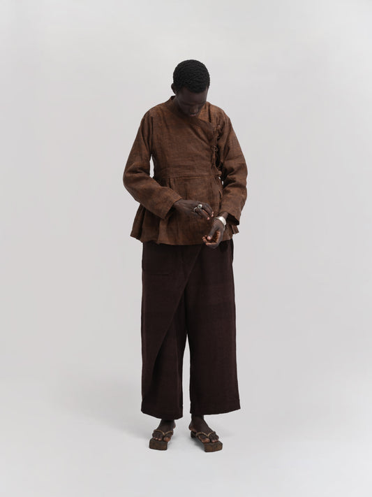 Shepherd Dress – Mud Dyed Ramie – Natural Brown