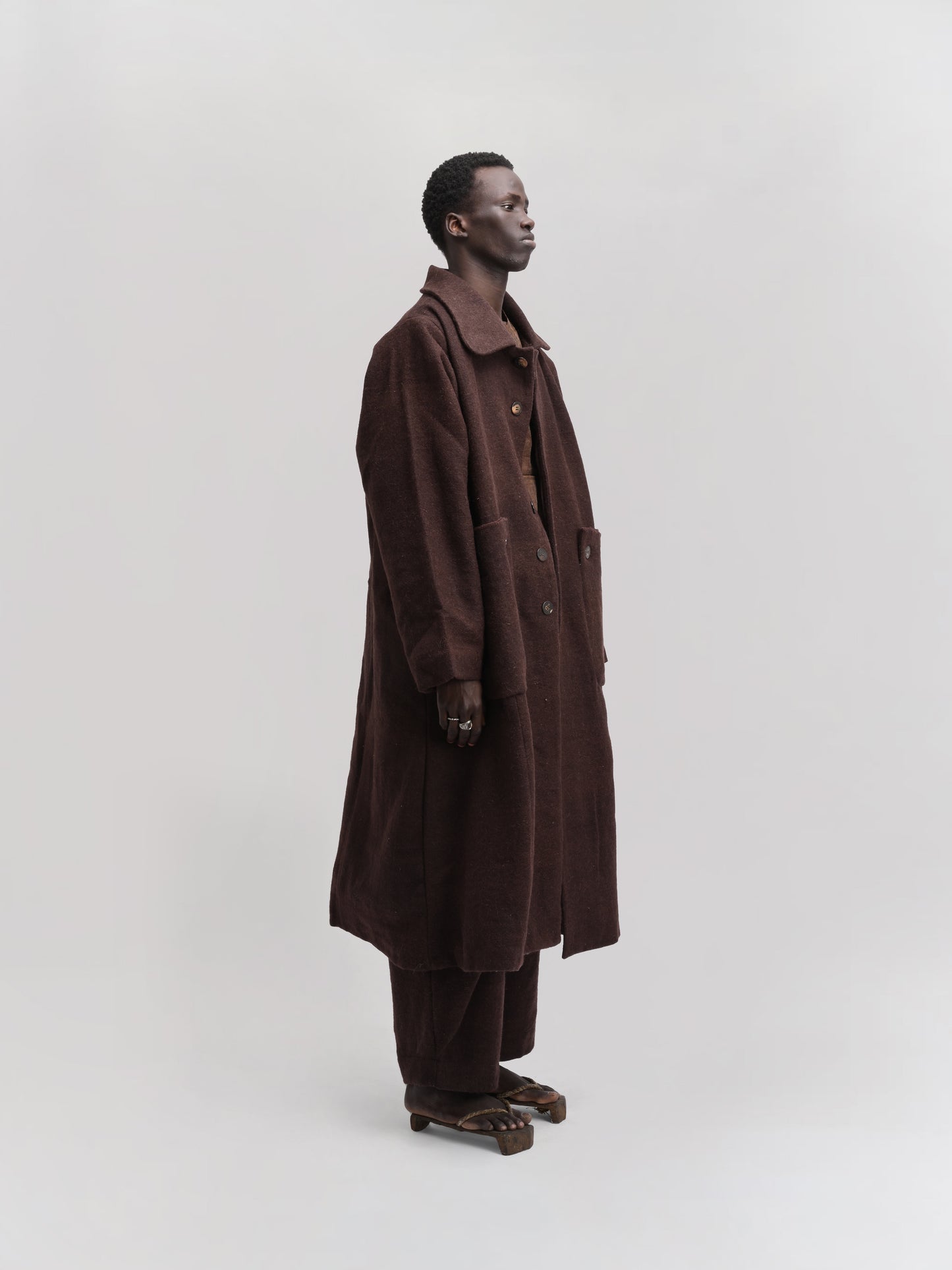 Farmer Coat – Handwoven Yak Wool – Rich Brown