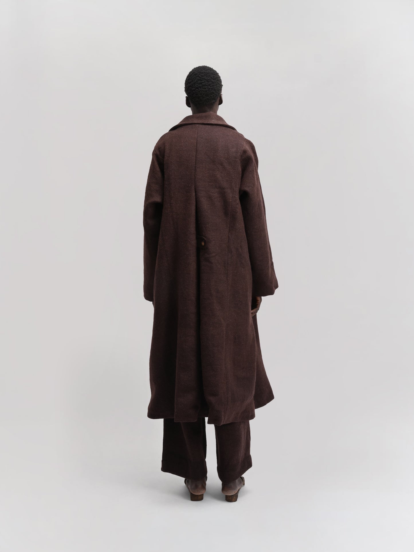 Farmer Coat – Handwoven Yak Wool – Rich Brown