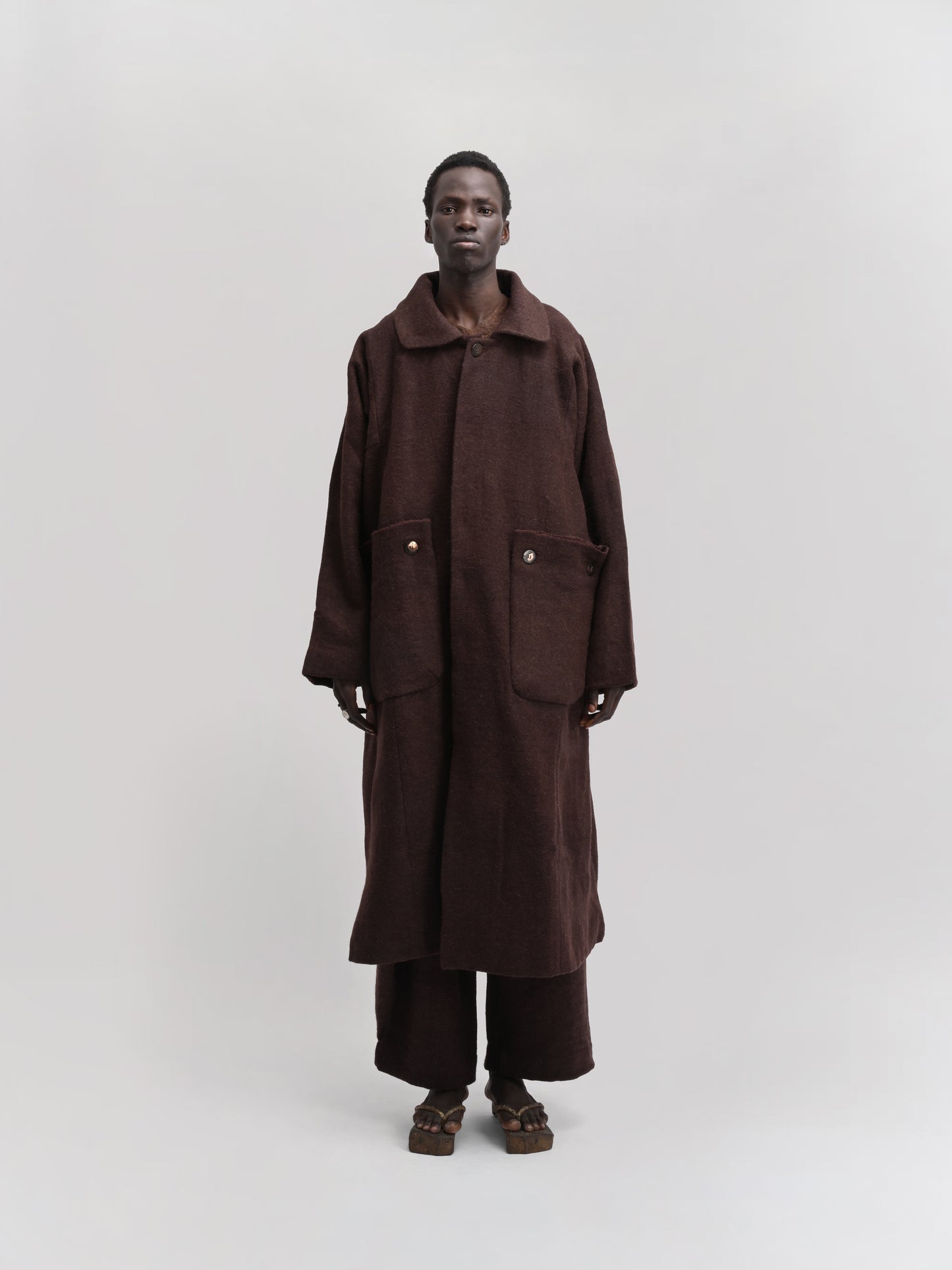 Farmer Coat – Handwoven Yak Wool – Rich Brown