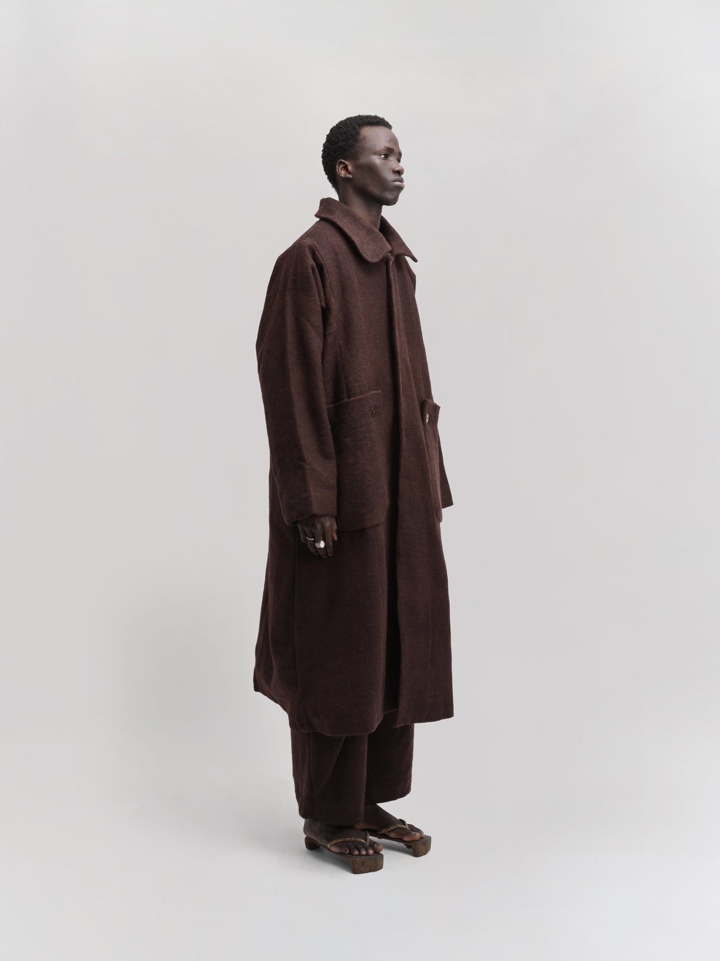 Farmer Coat – Handwoven Yak Wool – Rich Brown