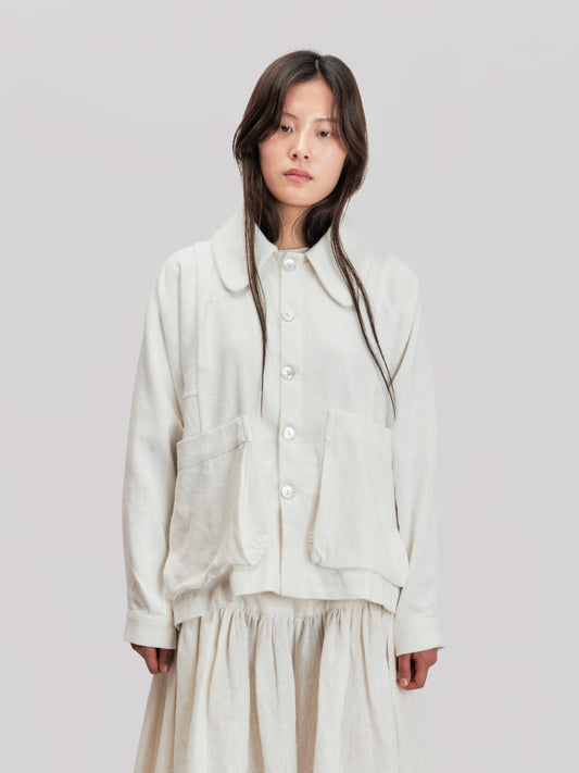 Farmer Jacket – West Bengal Handwoven Cotton – White