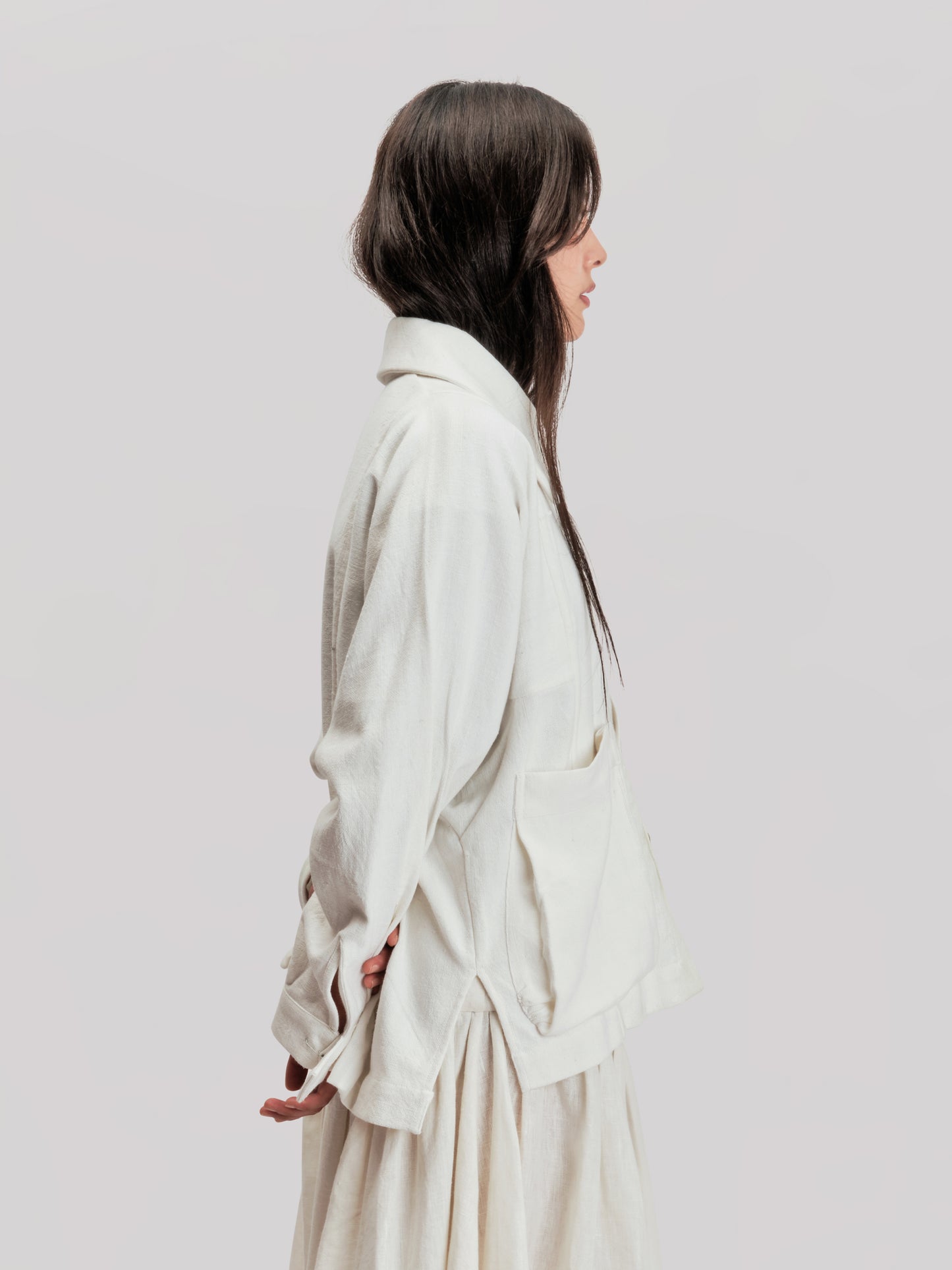 Farmer Jacket – West Bengal Handwoven Cotton – White
