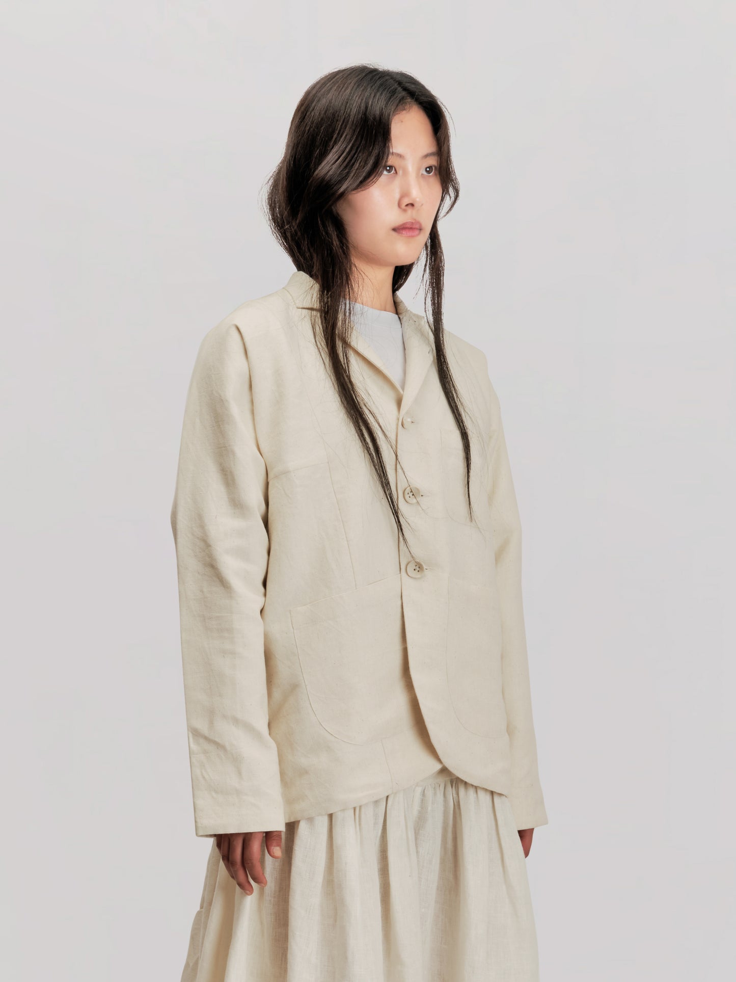 Fisherman Jacket – Handwoven Cotton Linen – Cream