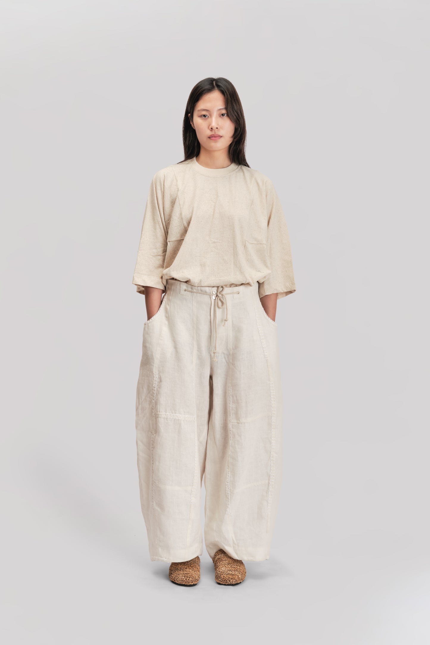 Fisherman Pant - Japanese Brushed Linen - White