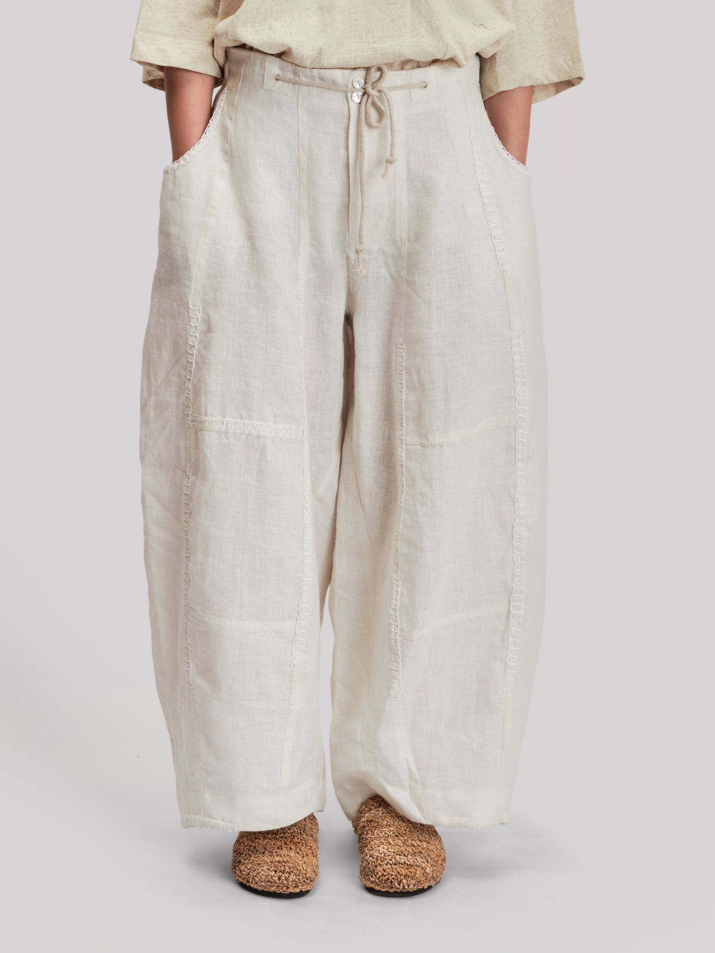 Fisherman Pant - Japanese Brushed Linen - White