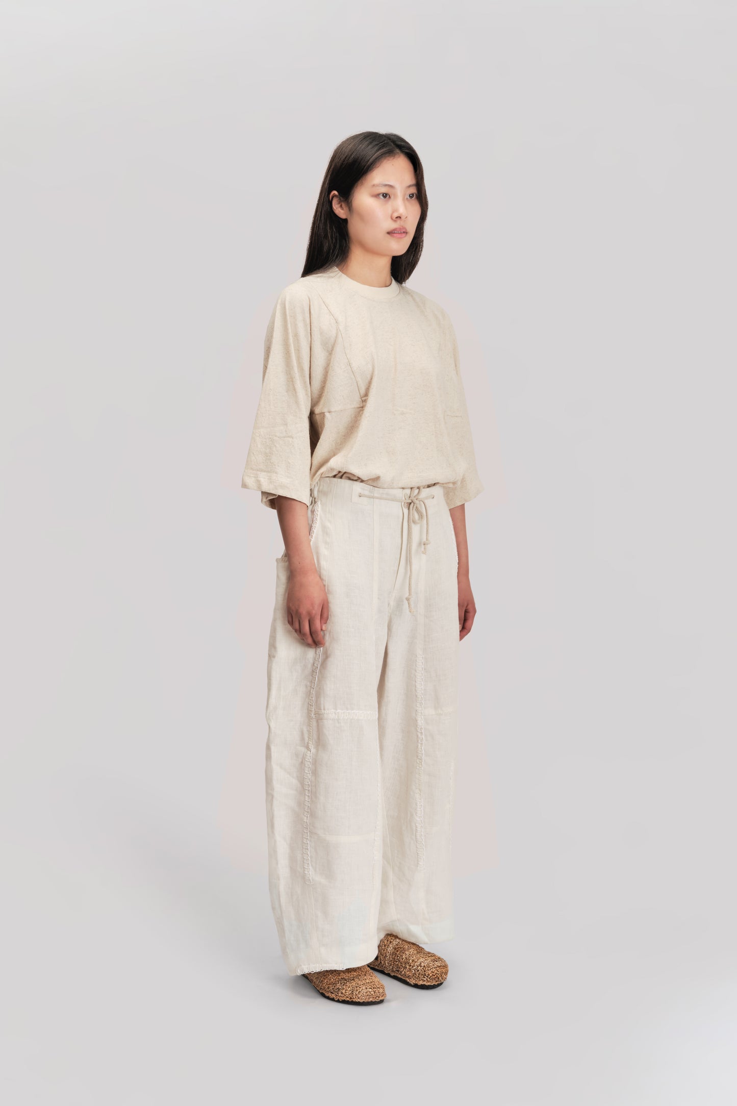 Fisherman Pant - Japanese Brushed Linen - White