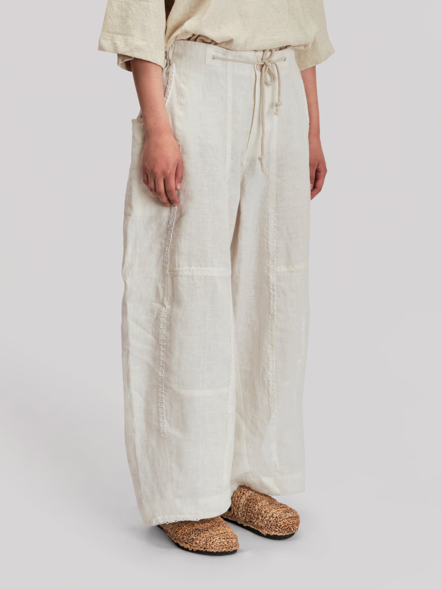 Fisherman Pant - Japanese Brushed Linen - White