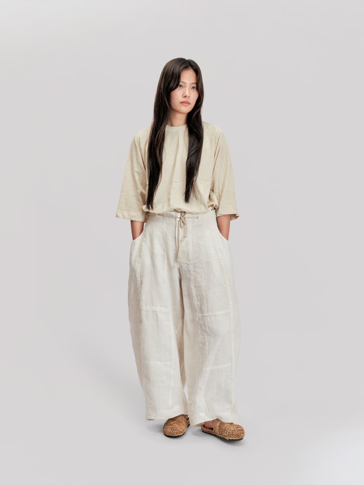 Fisherman Pant - Japanese Brushed Linen - White