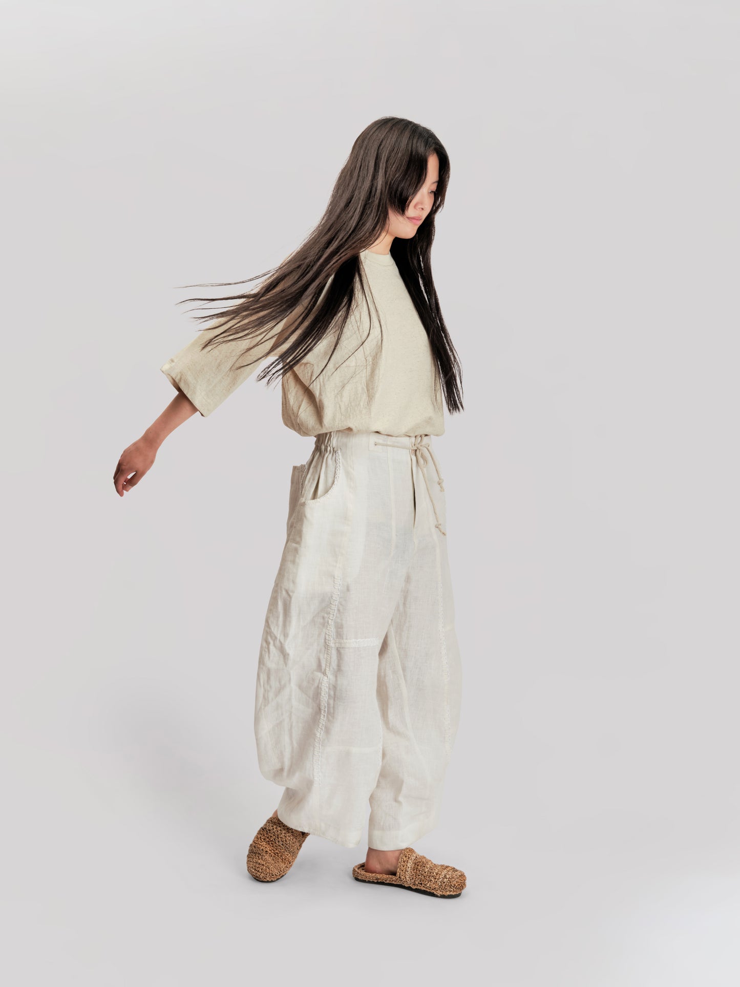 Fisherman Pant - Japanese Brushed Linen - White