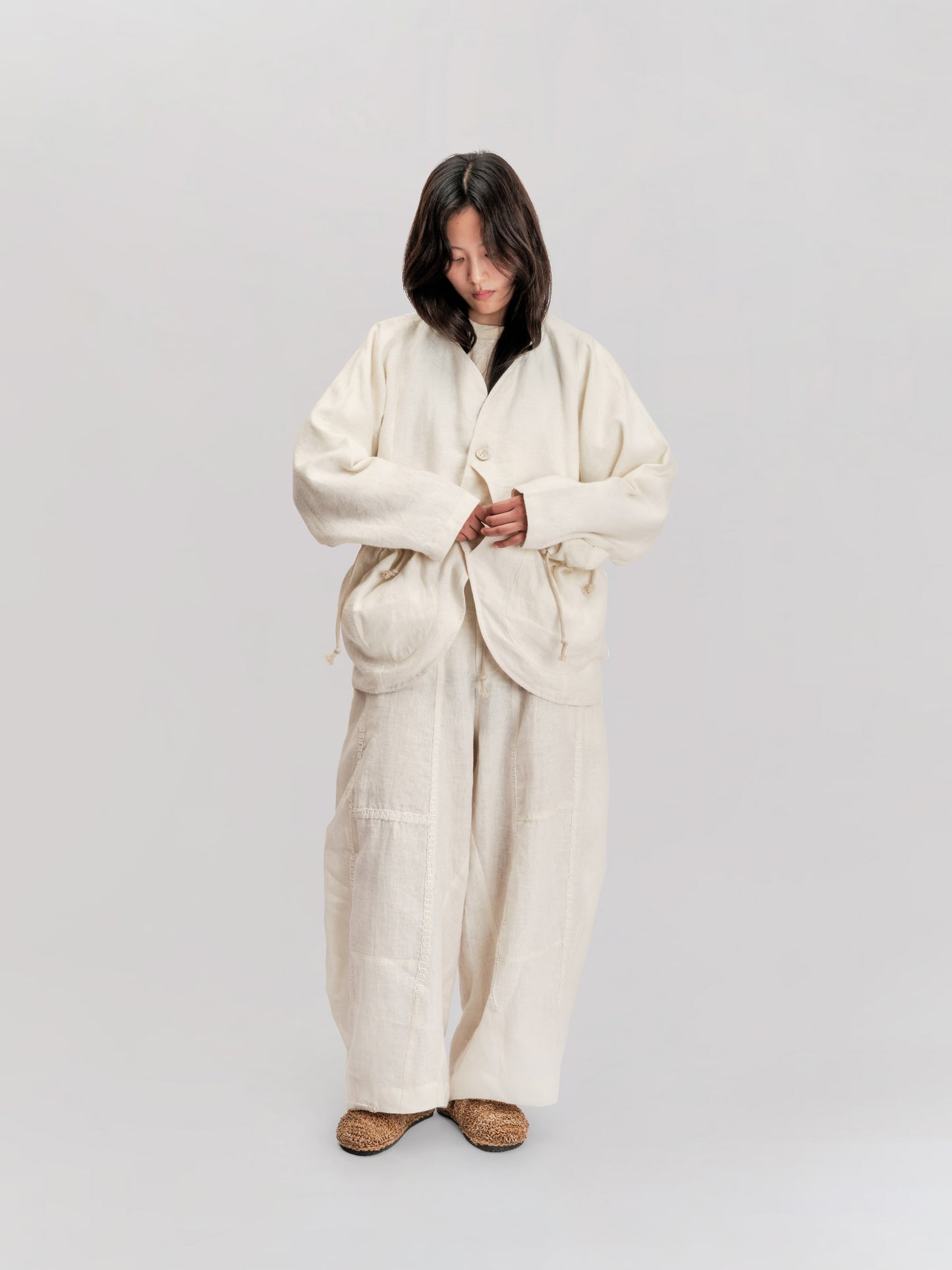 Fisherman Pant - Japanese Brushed Linen - White