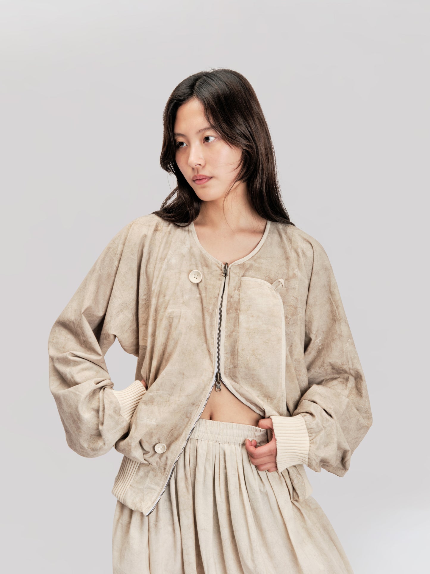 Roly Poly Jacket - Dabu Organic Cotton - Cream Mud