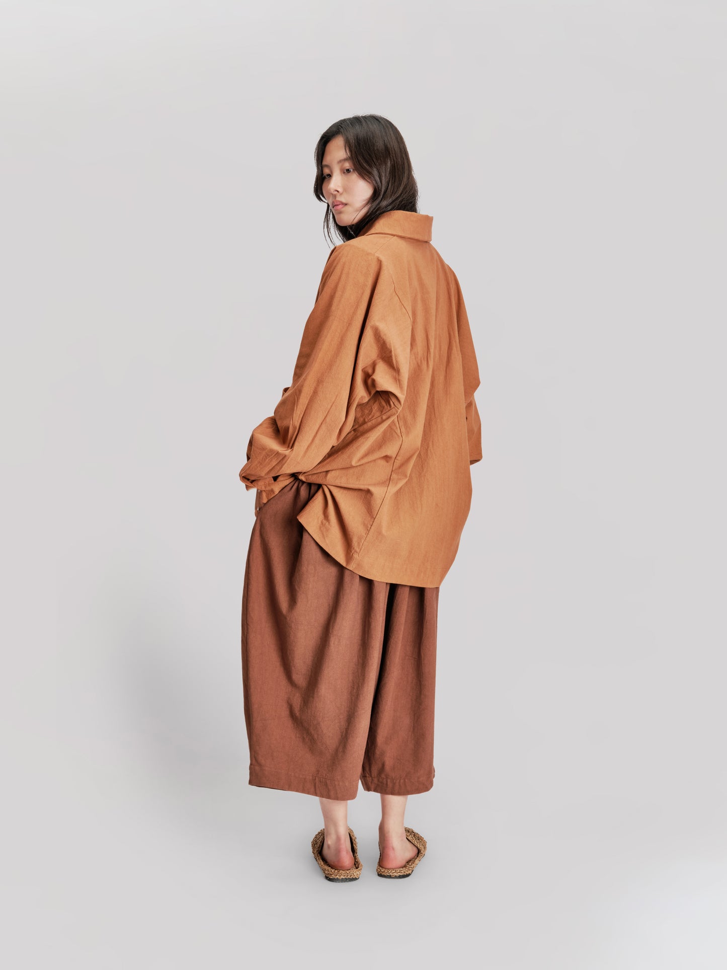 Roly Poly Shorts - Japanese Stonewashed Linen - Brown