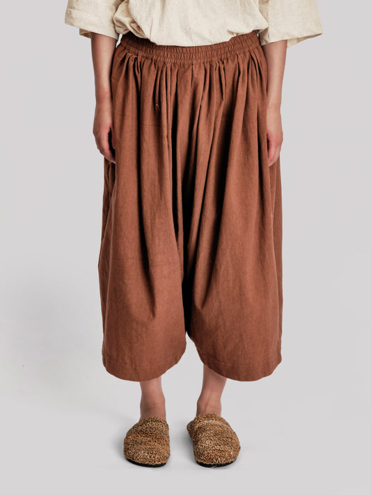 Roly Poly Shorts - Japanese Stonewashed Linen - Brown