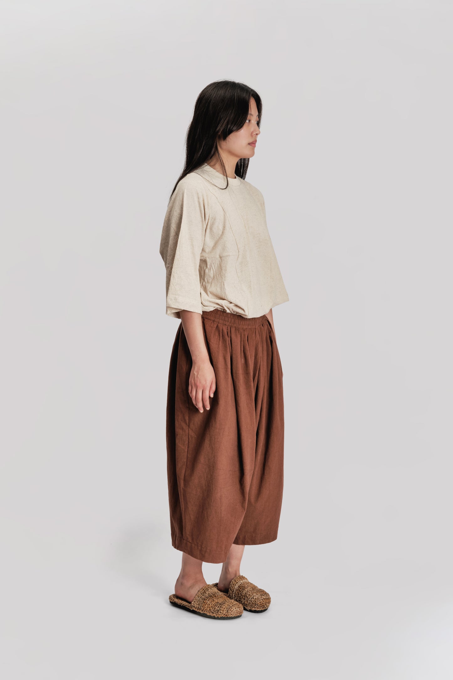 Roly Poly Shorts - Japanese Stonewashed Linen - Brown