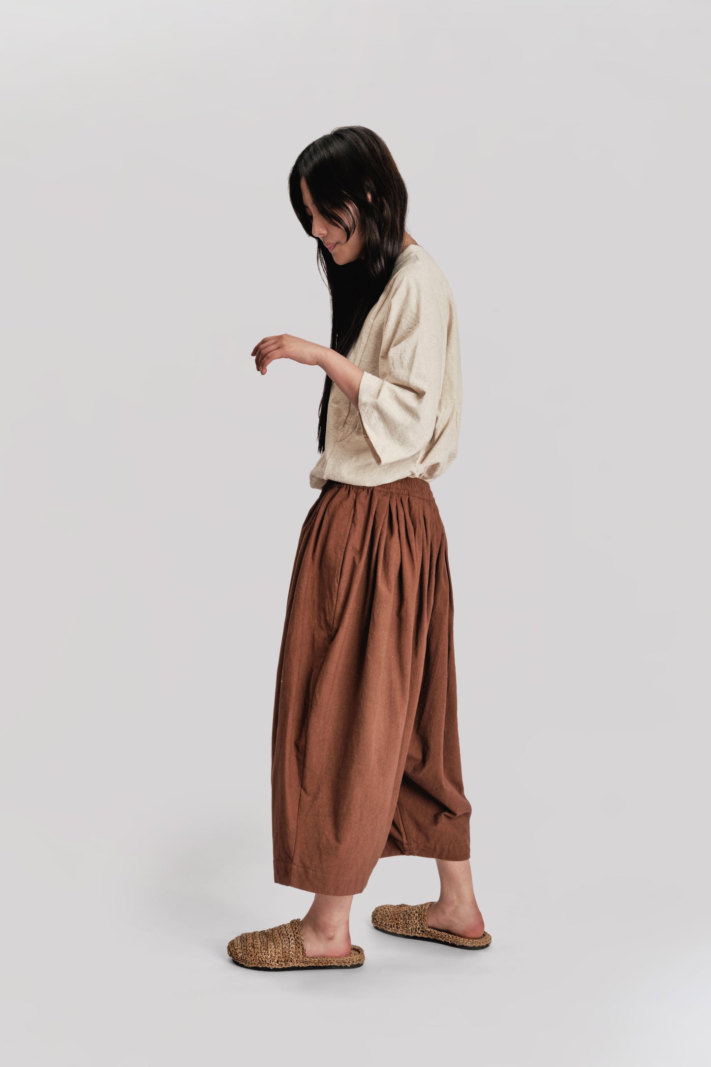 Roly Poly Shorts - Japanese Stonewashed Linen - Brown