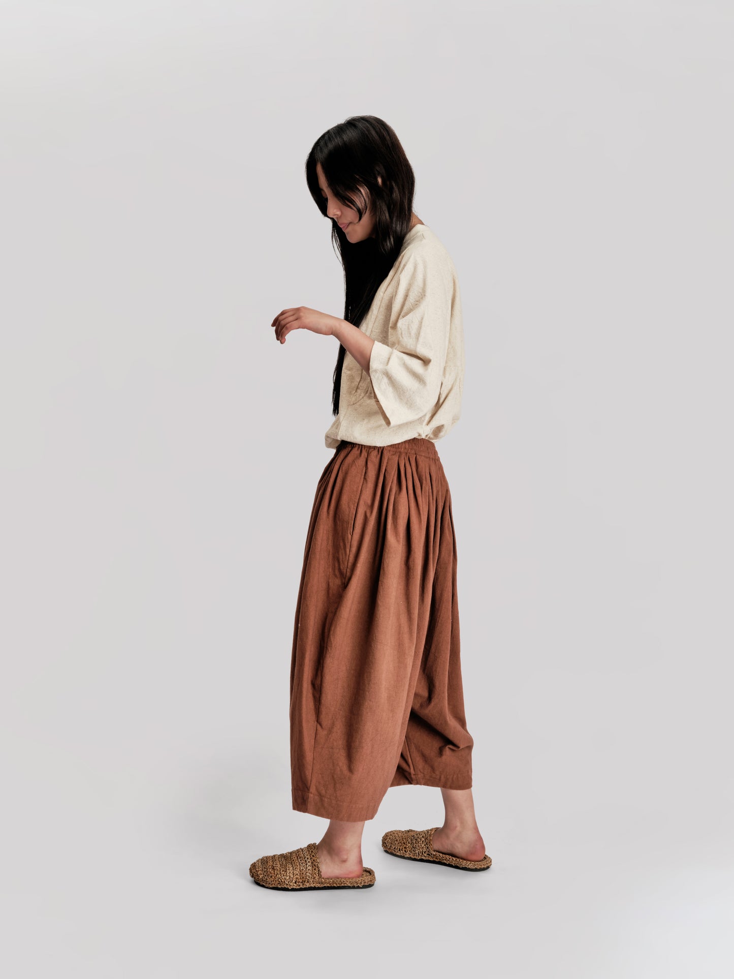 Roly Poly Shorts - Japanese Stonewashed Linen - Brown