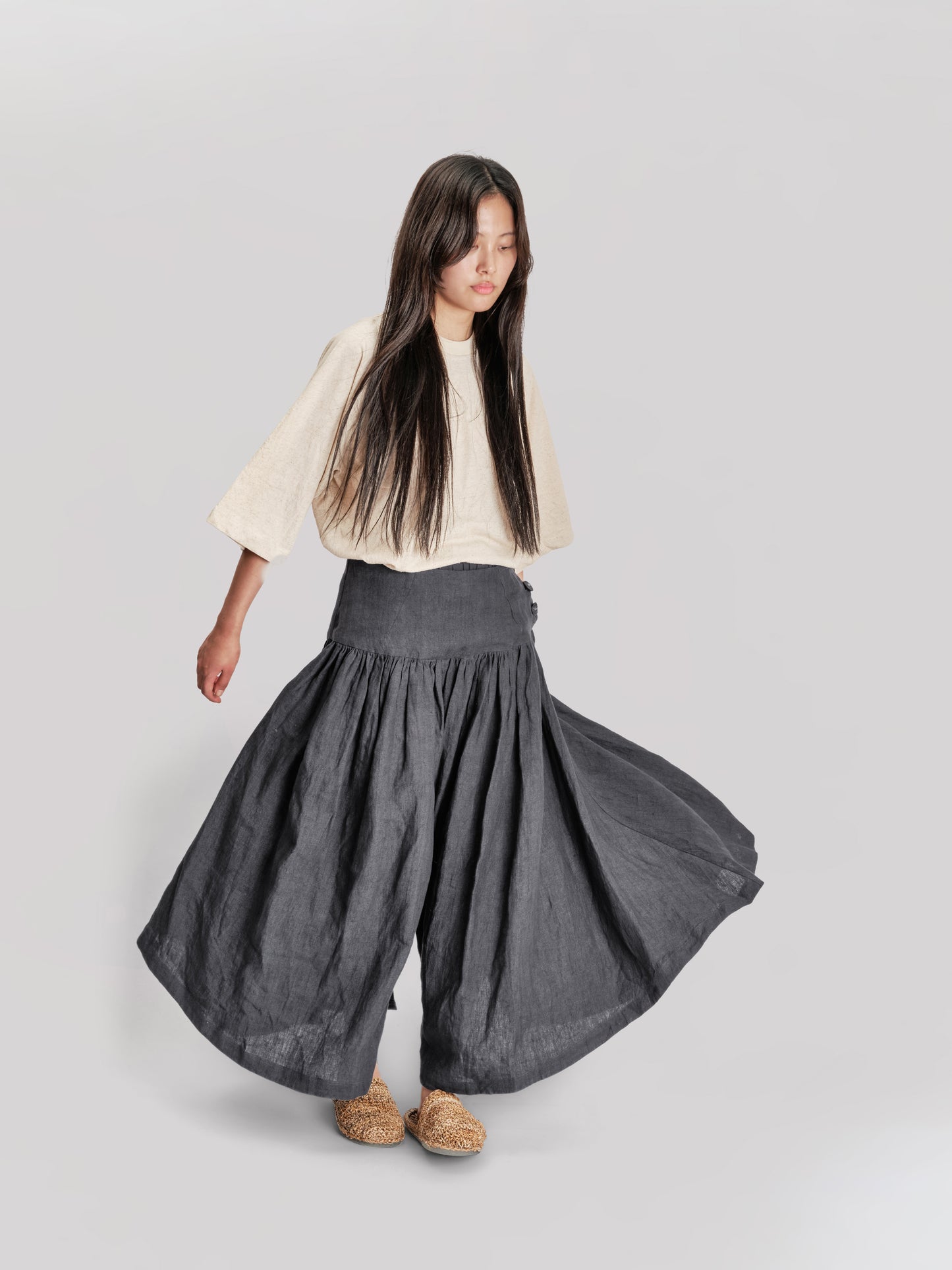 Bedouin Pant - Japanese Stonewashed Linen - Black