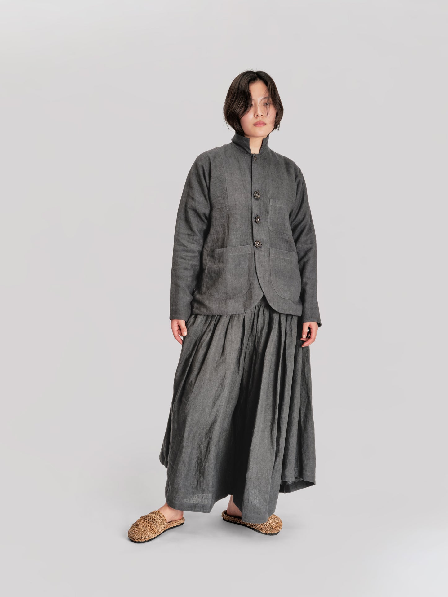 Fisherman Jacket – Japanese Stonewashed Linen – Black